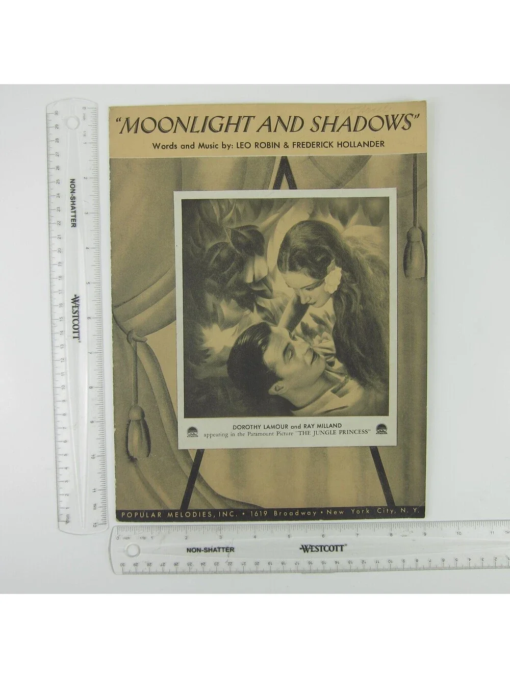 Sheet Music Moonlight & Shadows Jungle Princess Dorothy Lamour Ray Milland 1936
